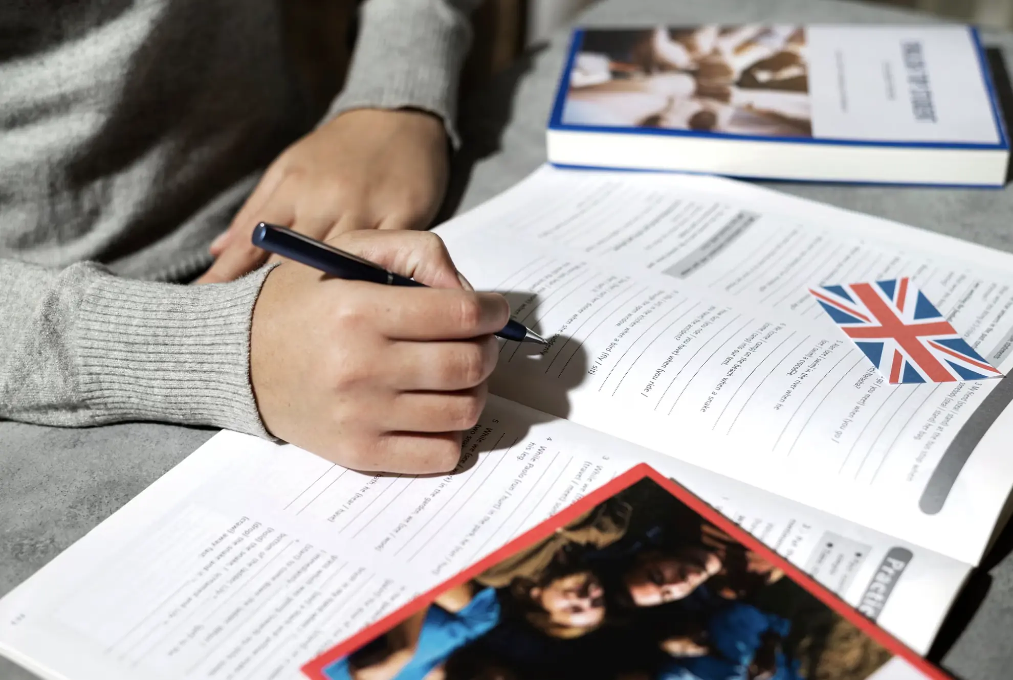 Student studying at a table